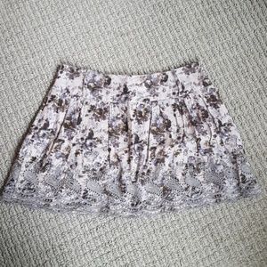 Purple Embroidered Floral Skirt